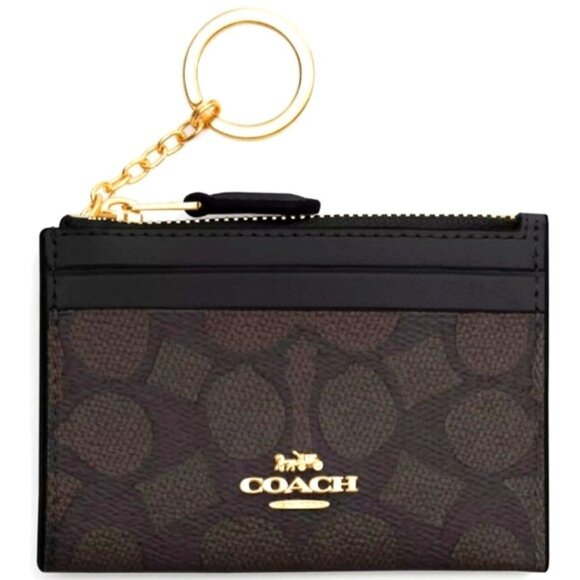 Coach Mini Skinny Id Case In Signature Canvas NWT - Picture 1 of 4